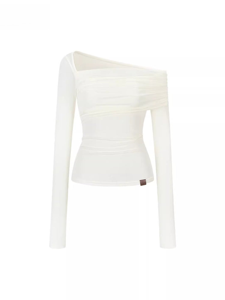 Asymmetrical Off-Shoulder Long Sleeve Top