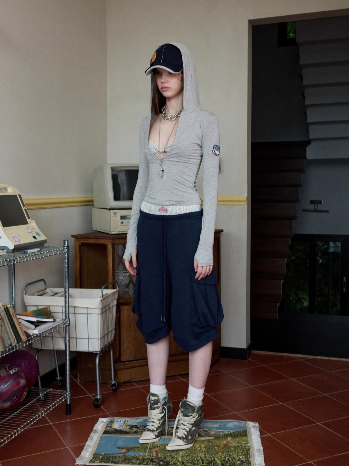 Striped Cotton Lounge Shorts