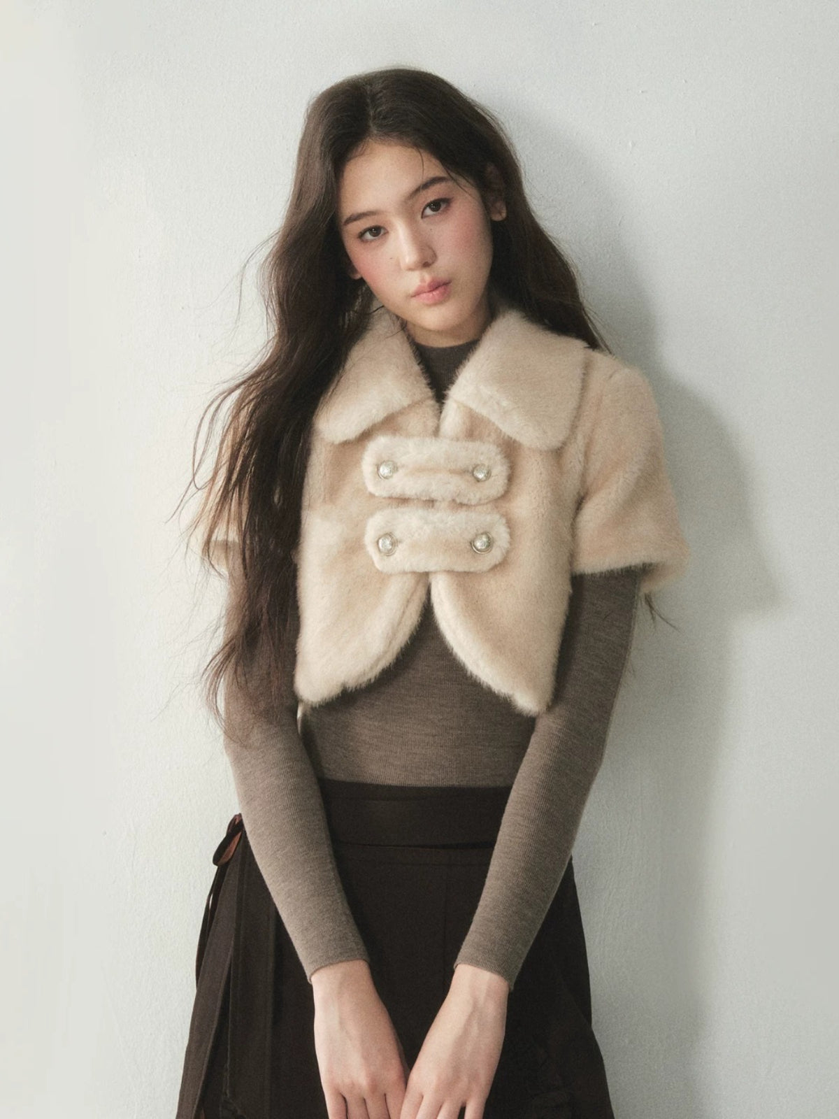 Double-Breasted Faux Fur Jacket