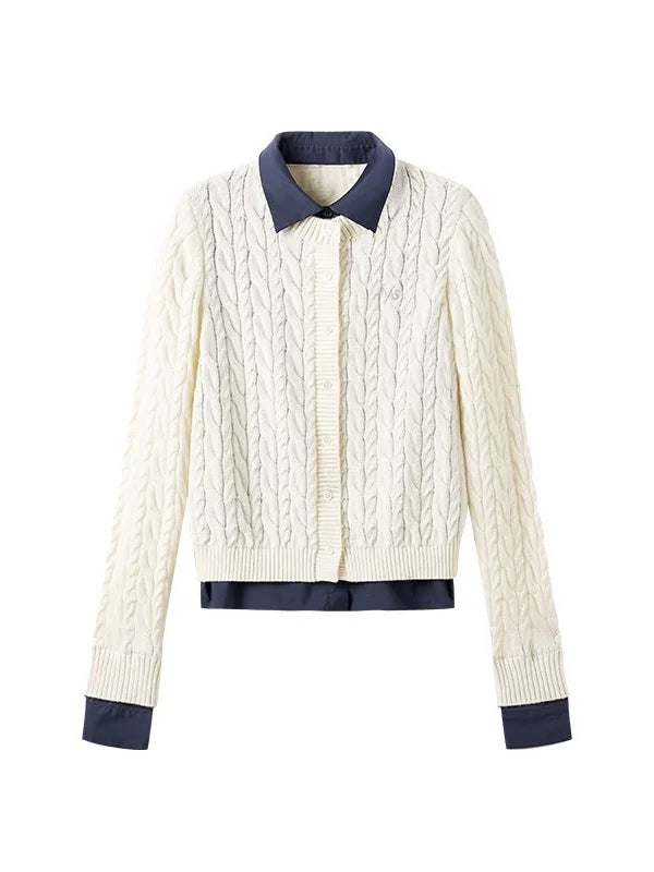 Cloud Wool Patchwork Cardigan