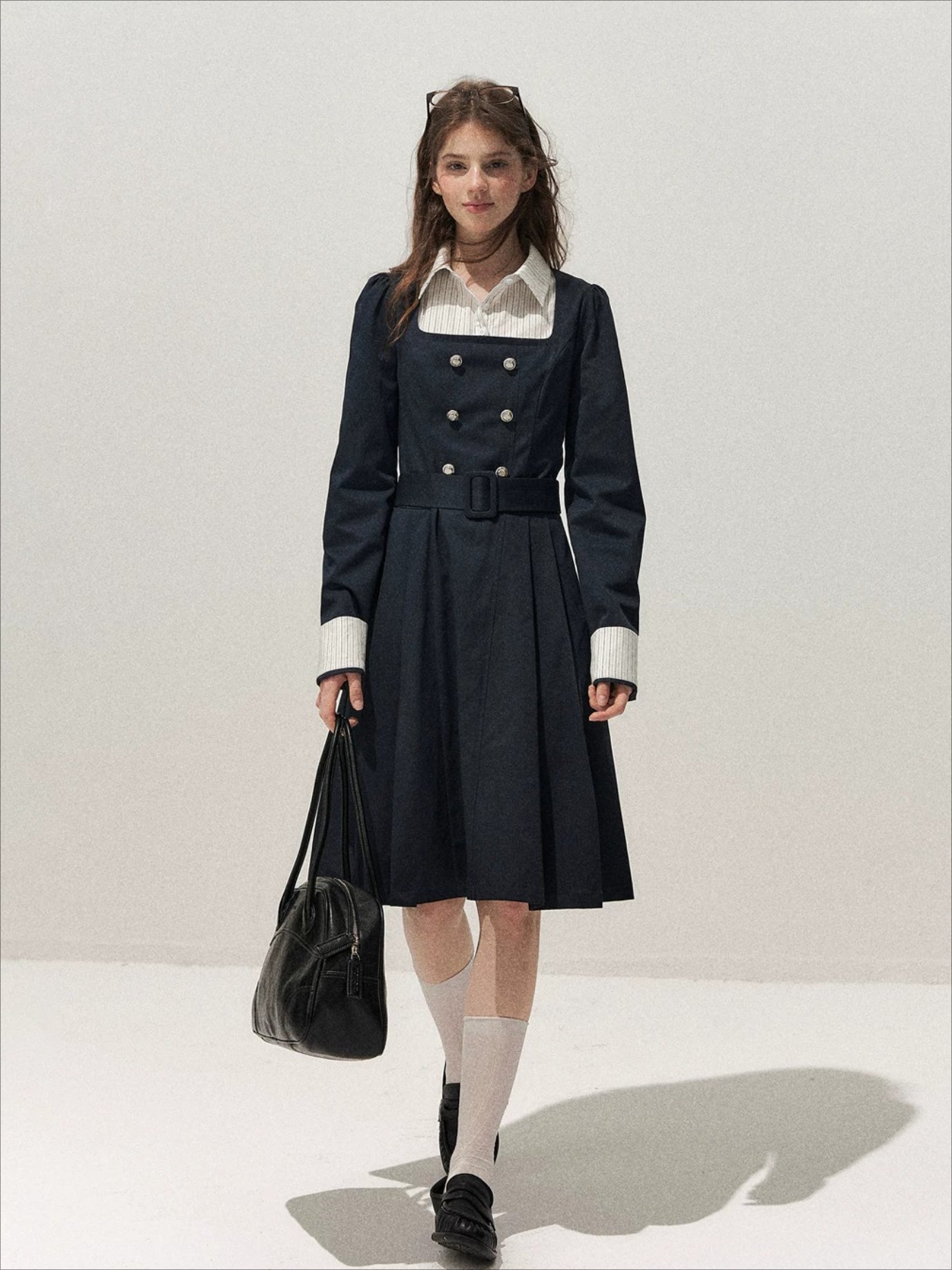 Vintage Mock-Layer Trench Dress