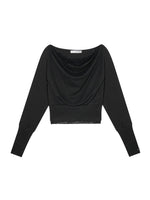 Draped Neck Cinched Waist Lace Patchwork Top
