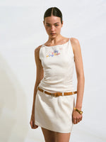 Fake Two-Piece Beaded Embroidery Cami Dress