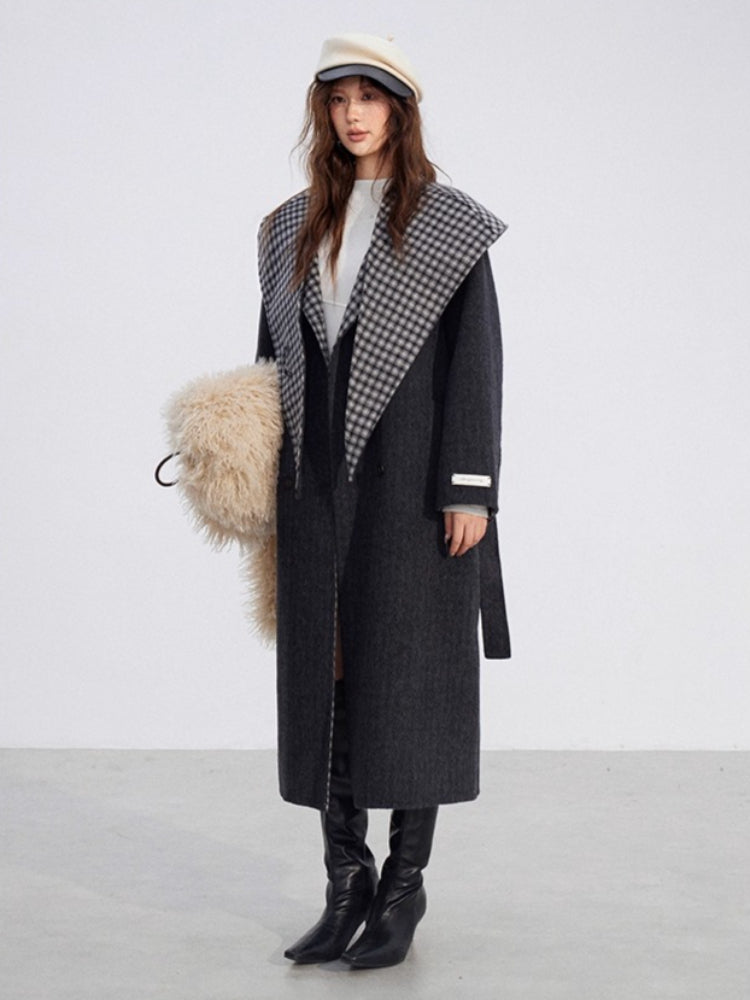 Plaid Shawl Wool Coat