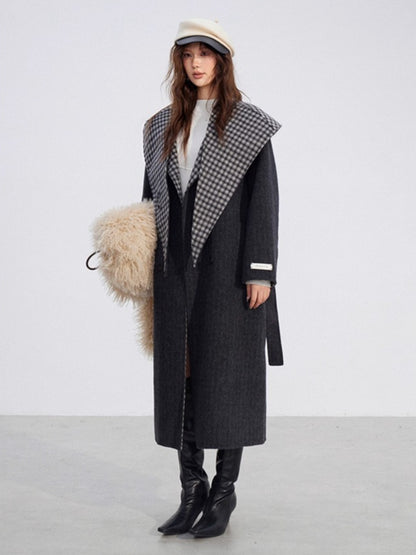 Plaid Shawl Wool Coat