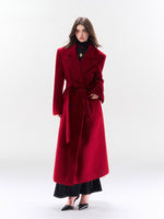 Hokkaido Wool-Blend Belted Lapel Long Coat