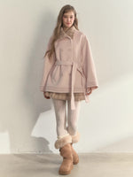 Plaid-Collar Double-Breasted Wool Coat