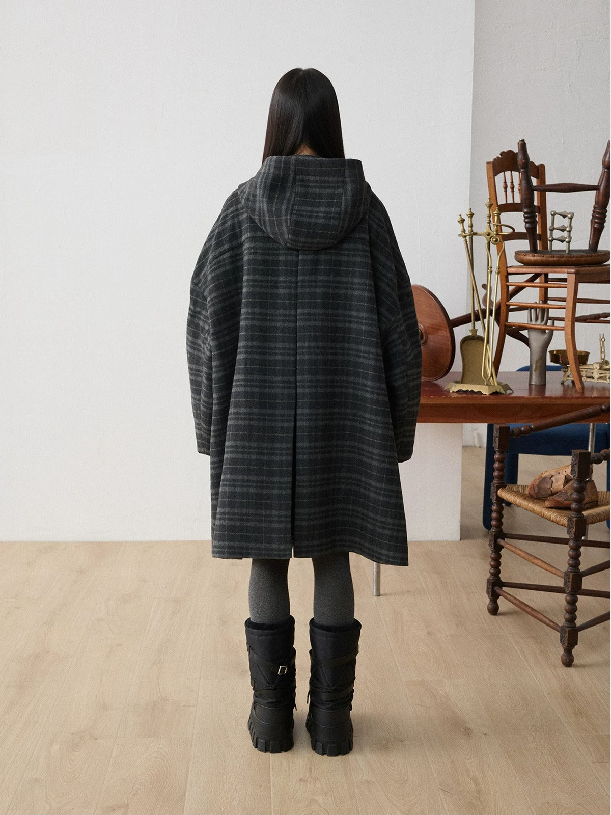 Wool Blend Hooded Duffle Coat