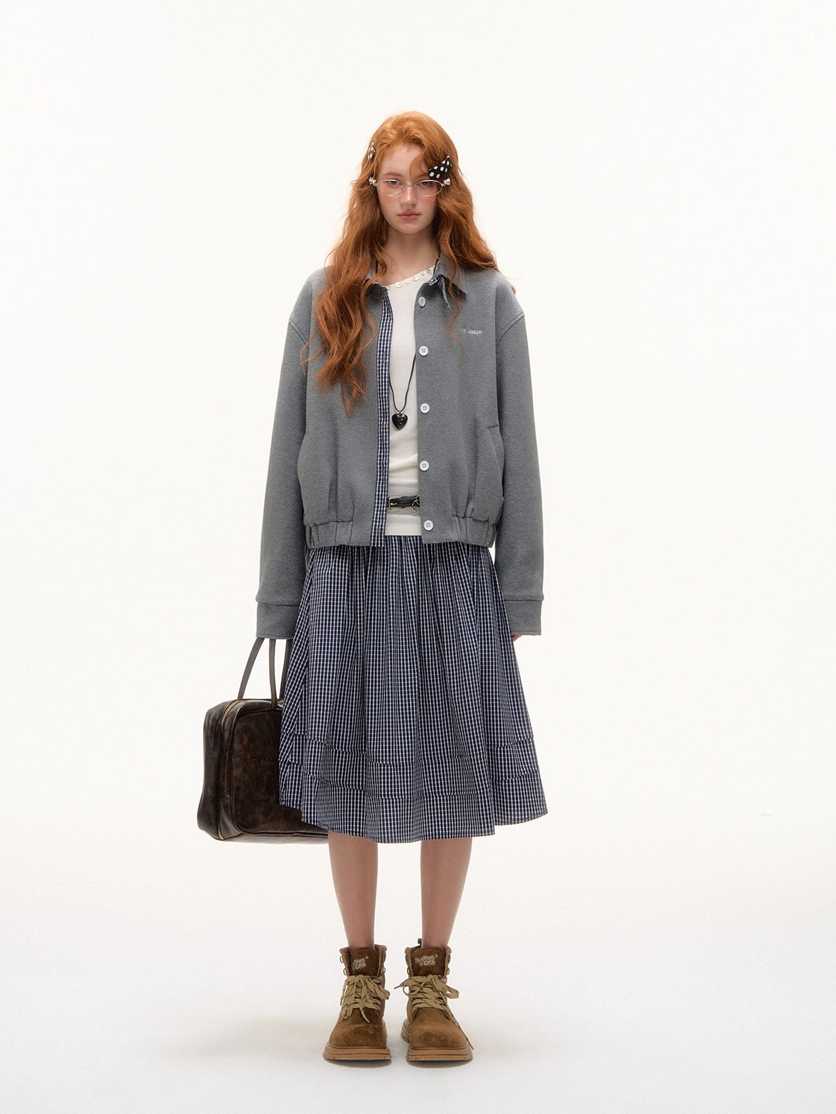 Plaid Pleated Midi Skirt