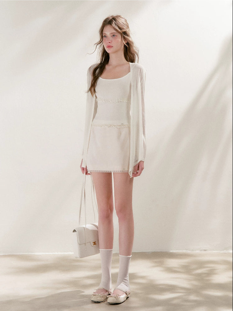 Lace Trim A-Line Skirt
