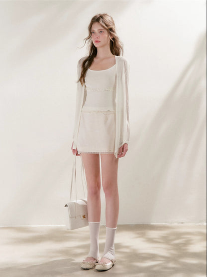 Lace Trim A-Line Skirt