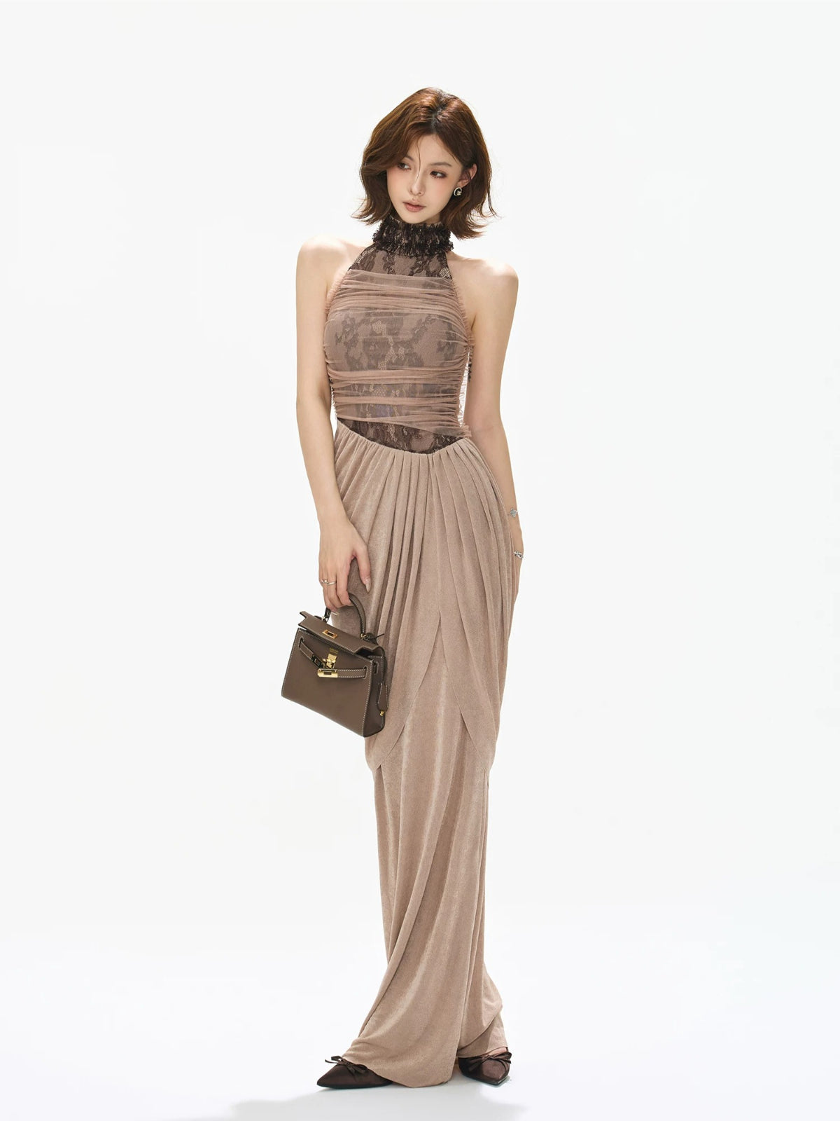 Lace Halter Mermaid Maxi Dress