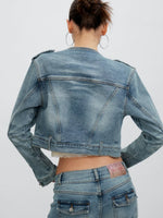 Cropped Washed Denim Jacket