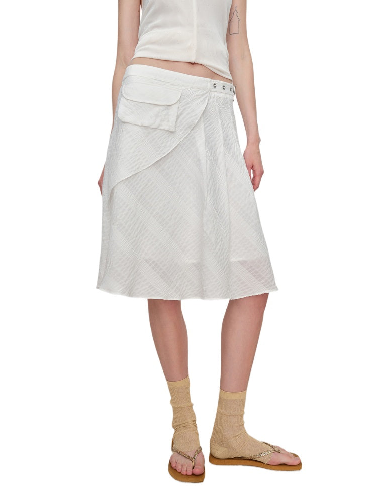 Irregular Jacquard Plaid A-line Skirt