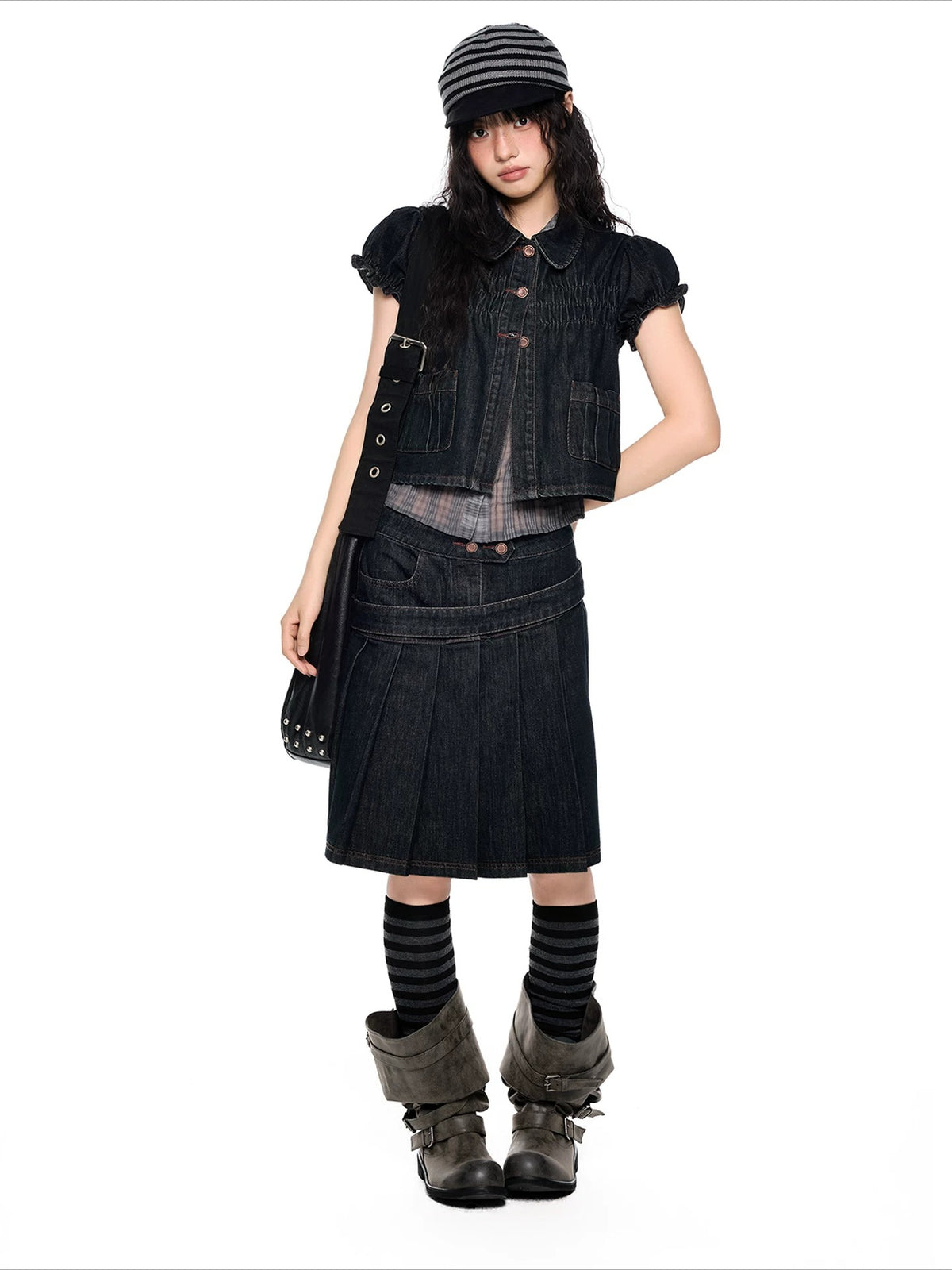 Puff Sleeve Denim Set