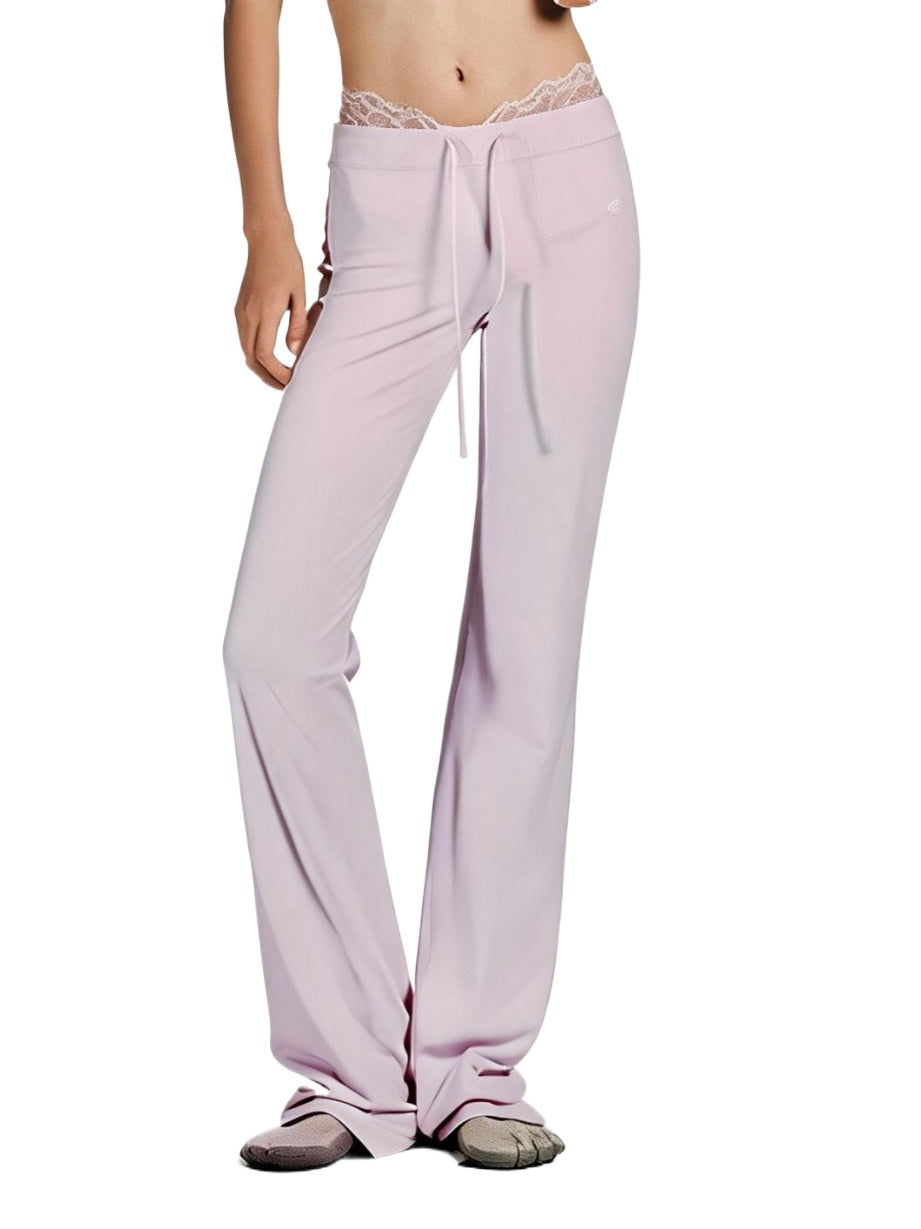 Quick-Dry Lace-Trim Stretch Pants