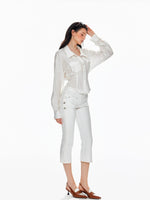 Low Waist Button Flare Pants