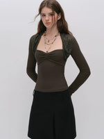 Lace Panel Square Neck Top