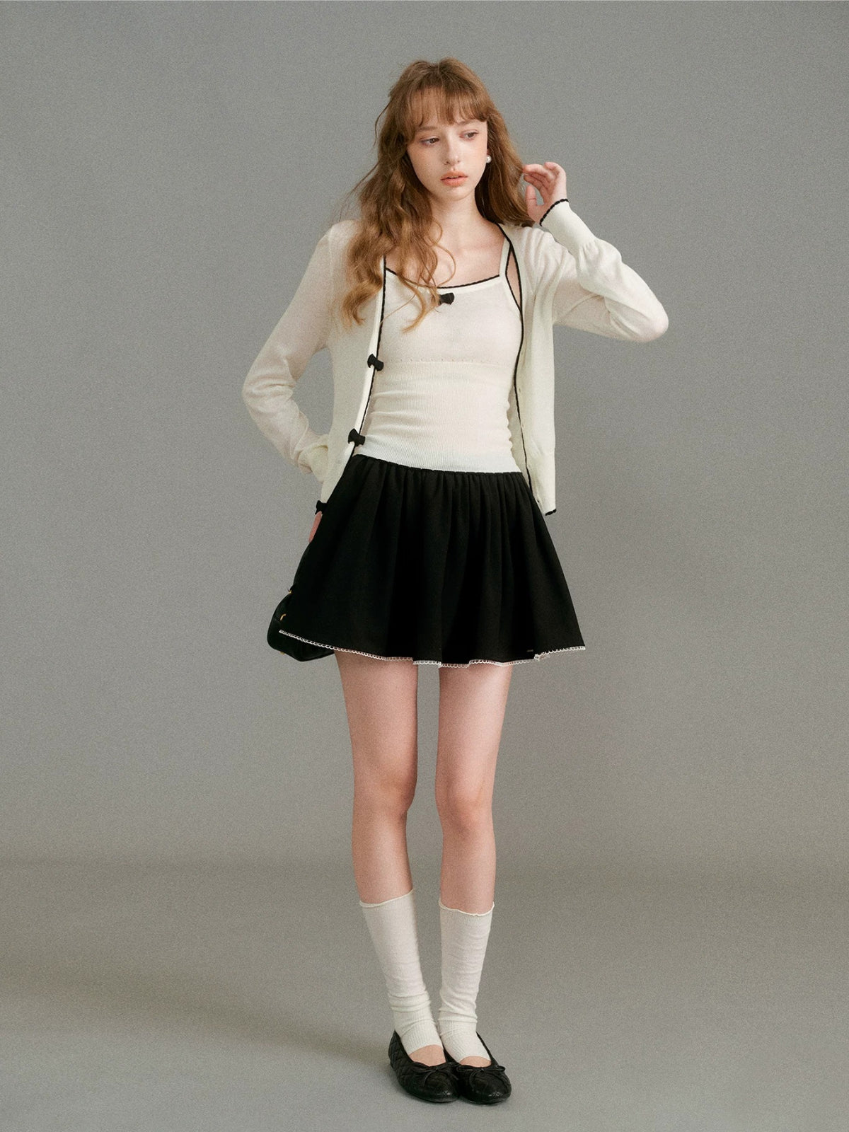 Bow Trim Knit Set