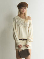 Fair Isle Asymmetric Knit Mini Dress