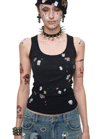 Vintage Print Wide-Strap Tank Top