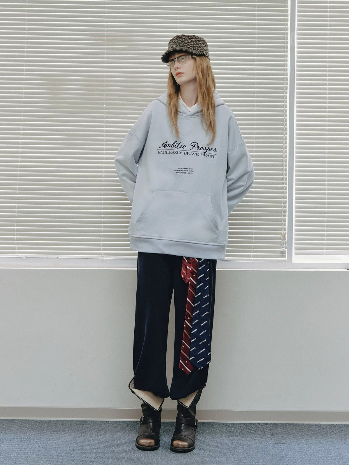 College Embroidered Cotton Hoodie