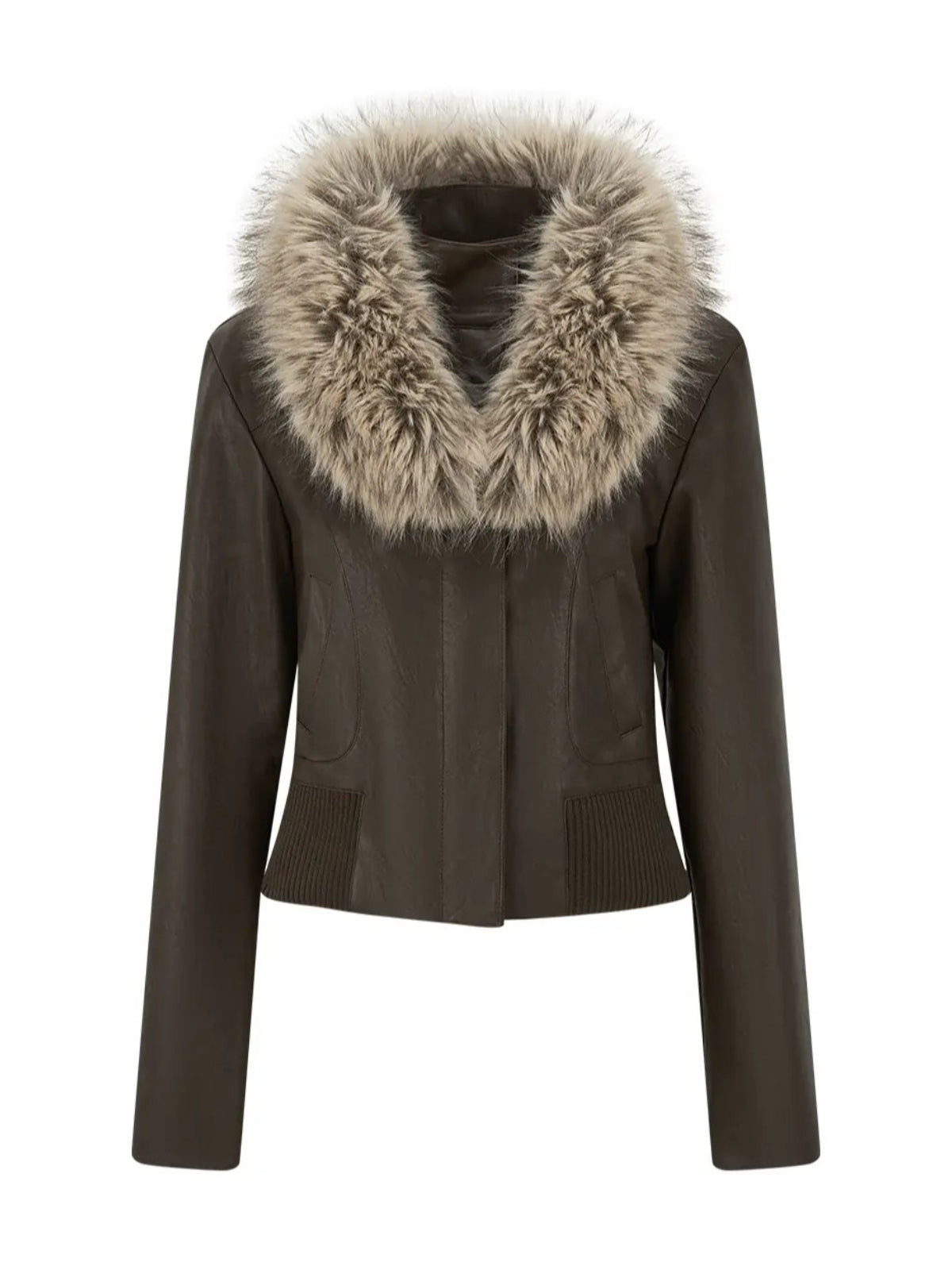 Vintage Fur Collar PU Jacket