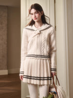 White Philosophy Wool Cloud Cable-Knit Cardigan & Skirt Set