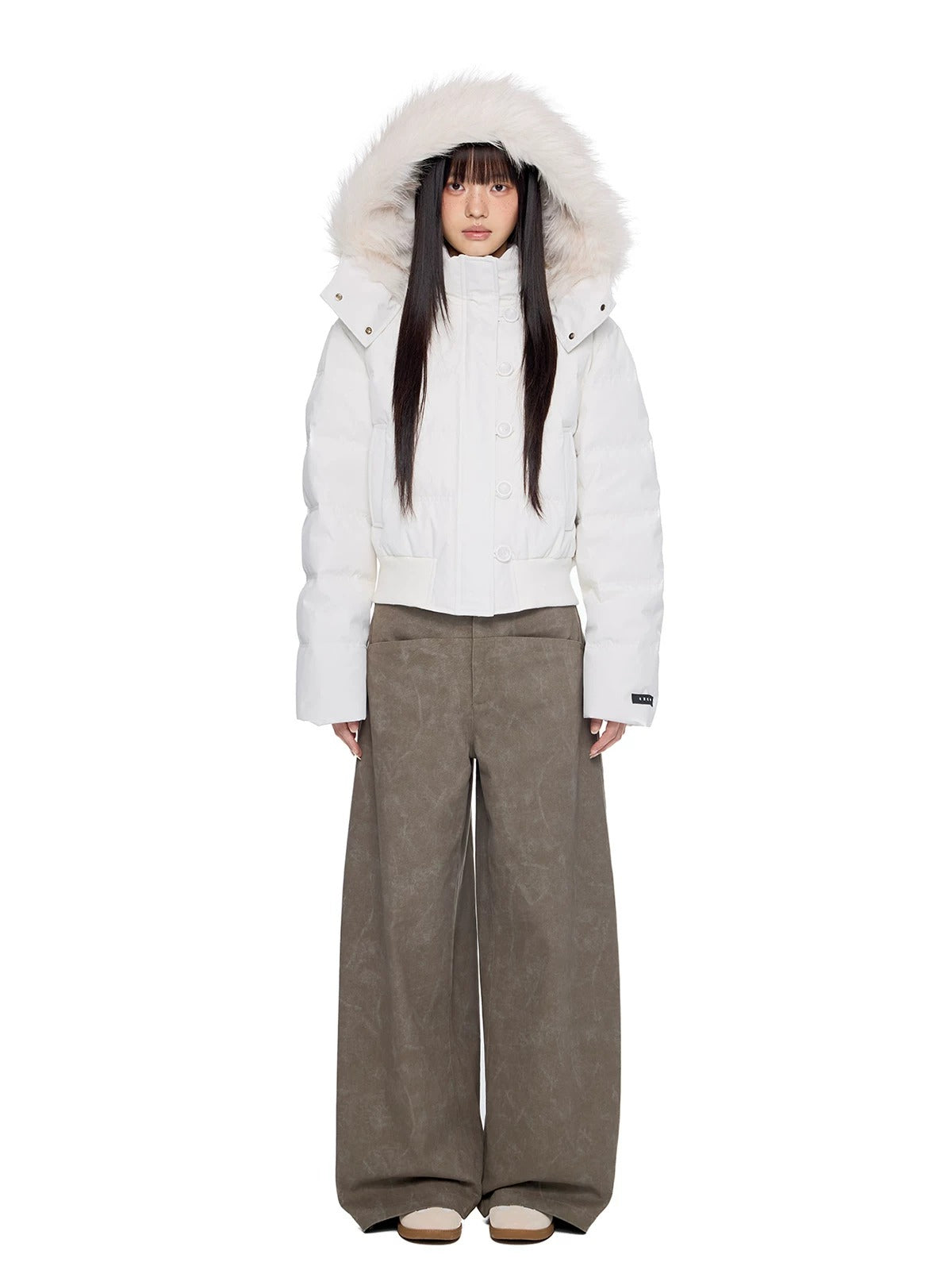 Fur Collar Hooded Cropped Down