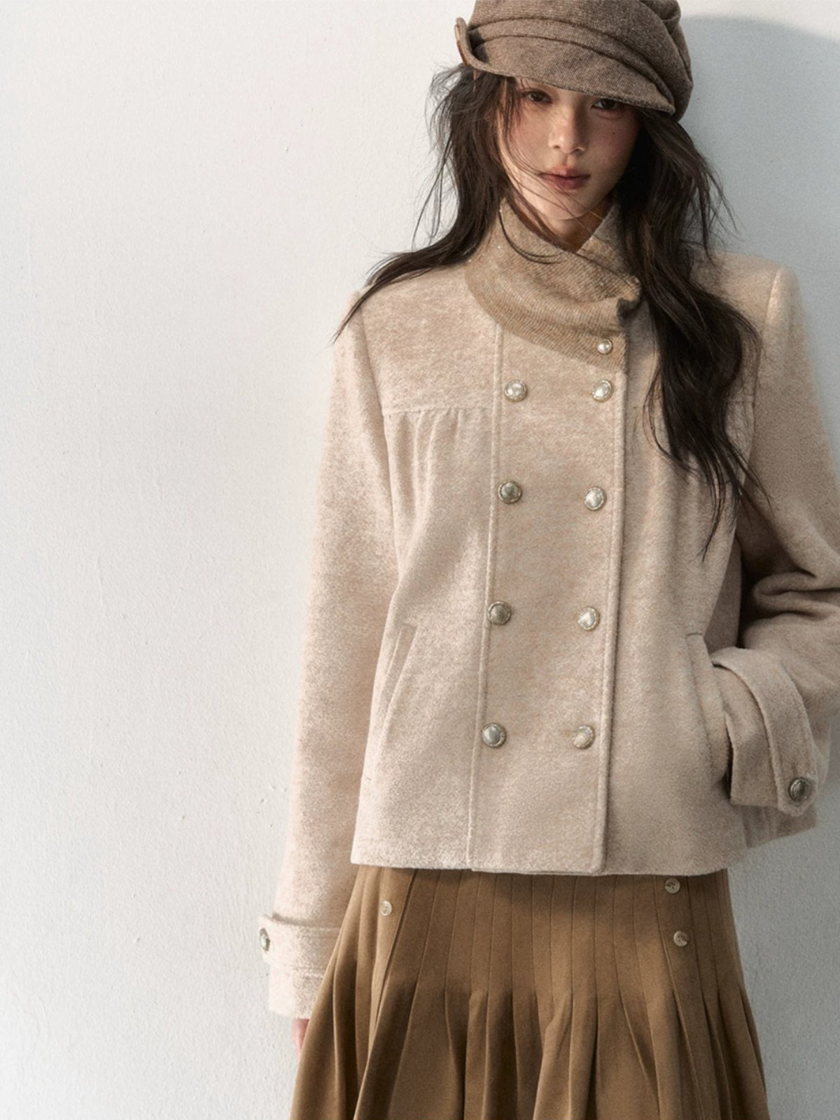 Vintage Gathered Wool Blend Jacket