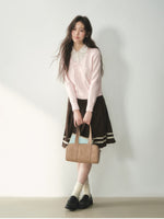 Floral Collar Bow Cable Knit Sweater