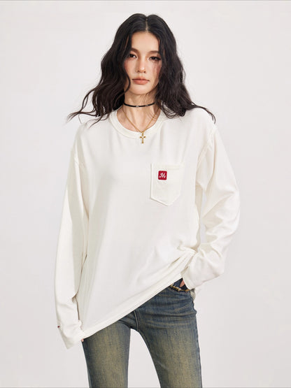 Raw-Edge Logo Embroidery T-shirt