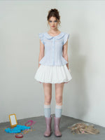 Blue Doll Collar Blouse