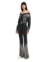 Twill Washed V-Waist Stretch Micro-flare Pants