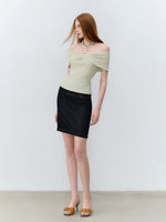 Studded Denim Pencil Skirt