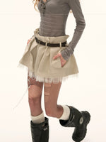 Patchwork Belted Cargo Mini Skirt