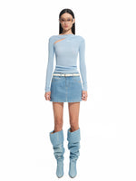 Denim Mid-rise Straight Pencil Skirt