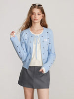 Polka Dot Layered Bow Knit Sweater