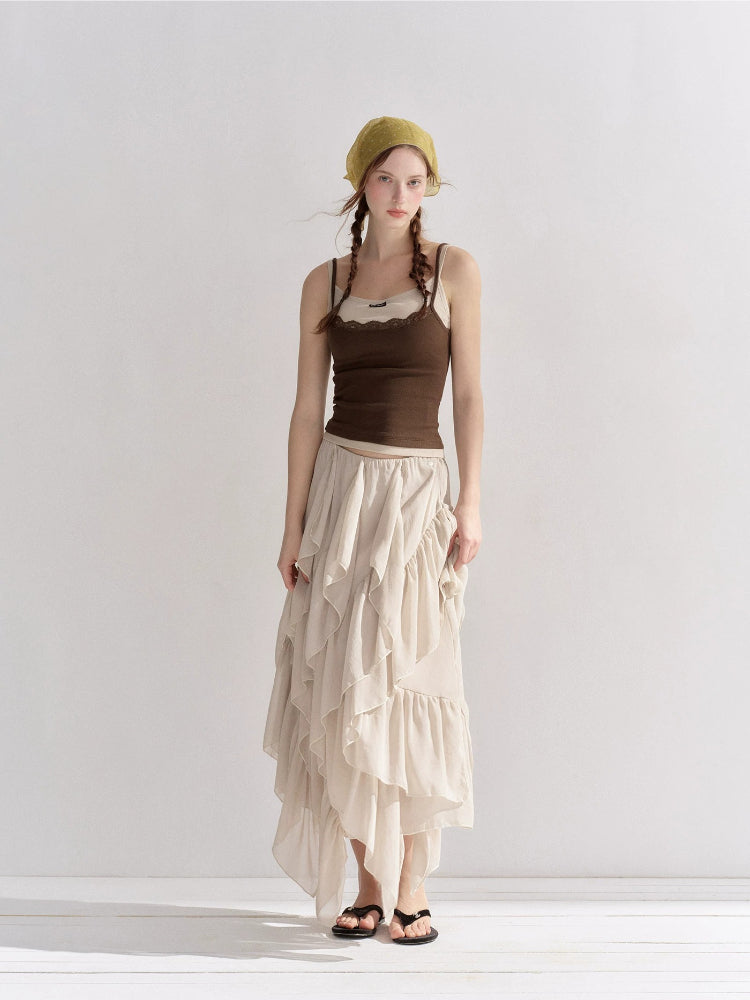 Ruffle Layer Chiffon Skirt