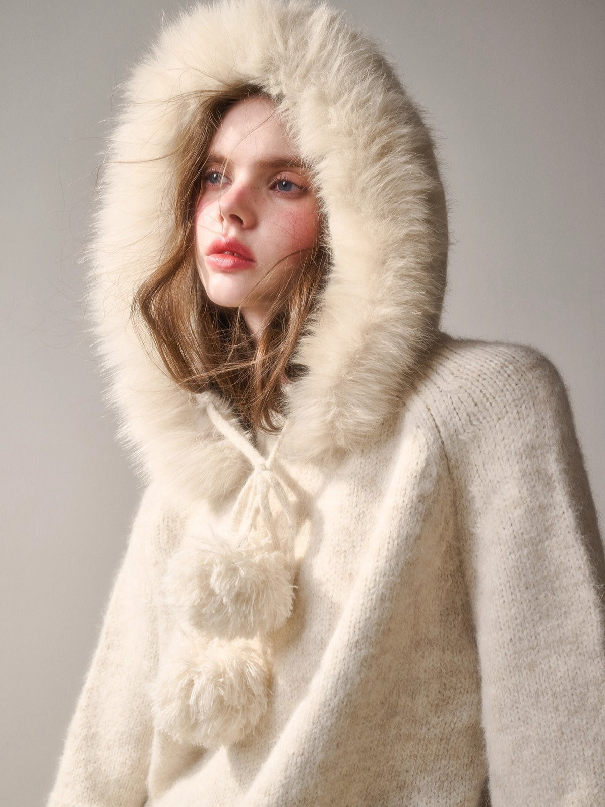 Soft Grace Wool-Blend Knitted Cape Dress