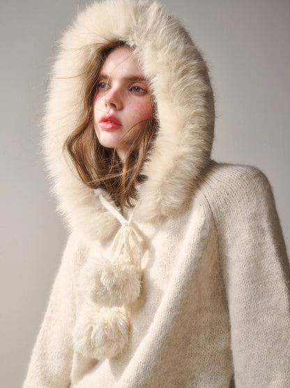 Soft Grace Wool-Blend Knitted Cape Dress