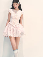 Pink Embroidered Waist - cinched Dress