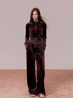 Velvet Sports Sweatshirt & Wide-Leg Pants Set