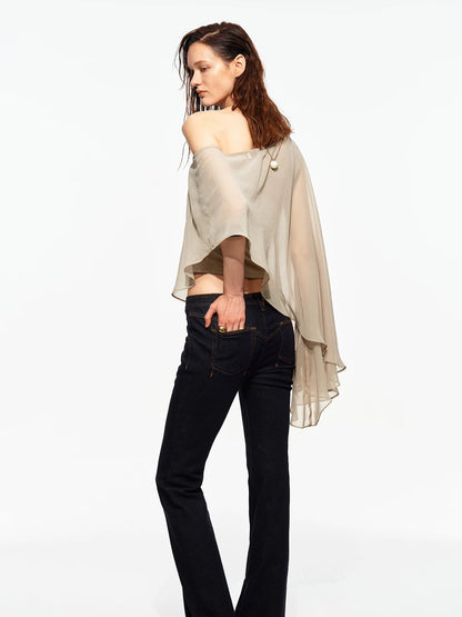 Asymmetric Chiffon Cape Top