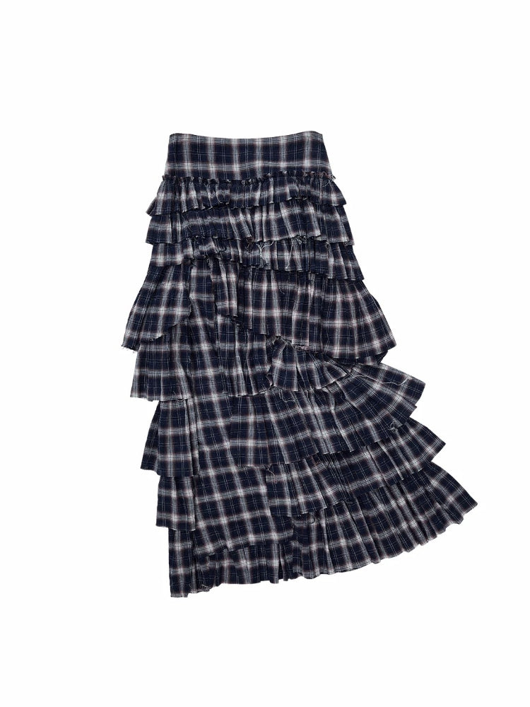 Plaid Deconstructed Maxi Skirt