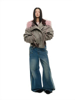Vintage Hooded Fur Trim Down Jacket