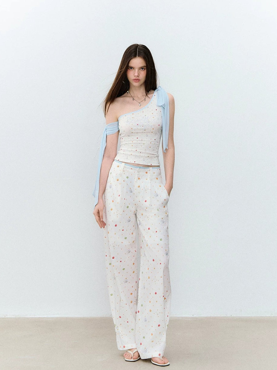 Printed Wide-Leg Pants
