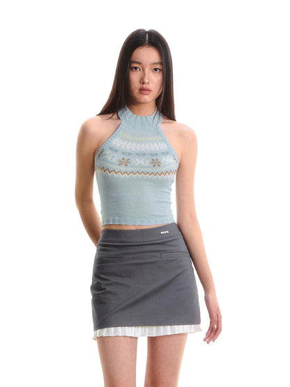 Fair Isle High-Waist Backless Top