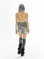 DeD-moji Stripe Open-Back Hooded Vest