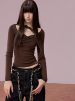 Ruched Lace Detail Knit Top
